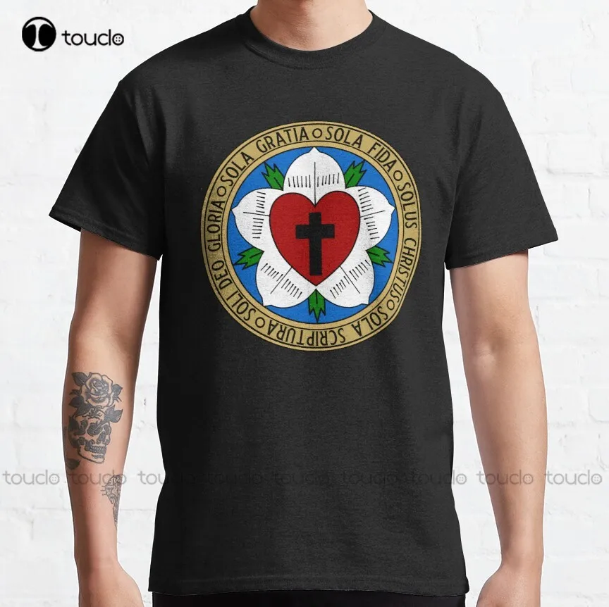 Luther’S Rose With The 5 Solas Of The Reformation  Classic T-Shirt Pirate  Custom Gift Fashion Tshirt Summer  Xs-5Xl Unisex