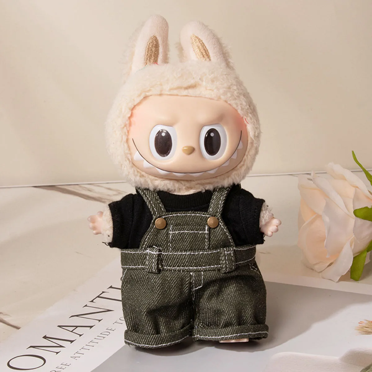 Милая плюшевая кукольная одежда для одежды Labubu, однотонный комбинезон ярких цветов, брюки, аксессуары для кукол