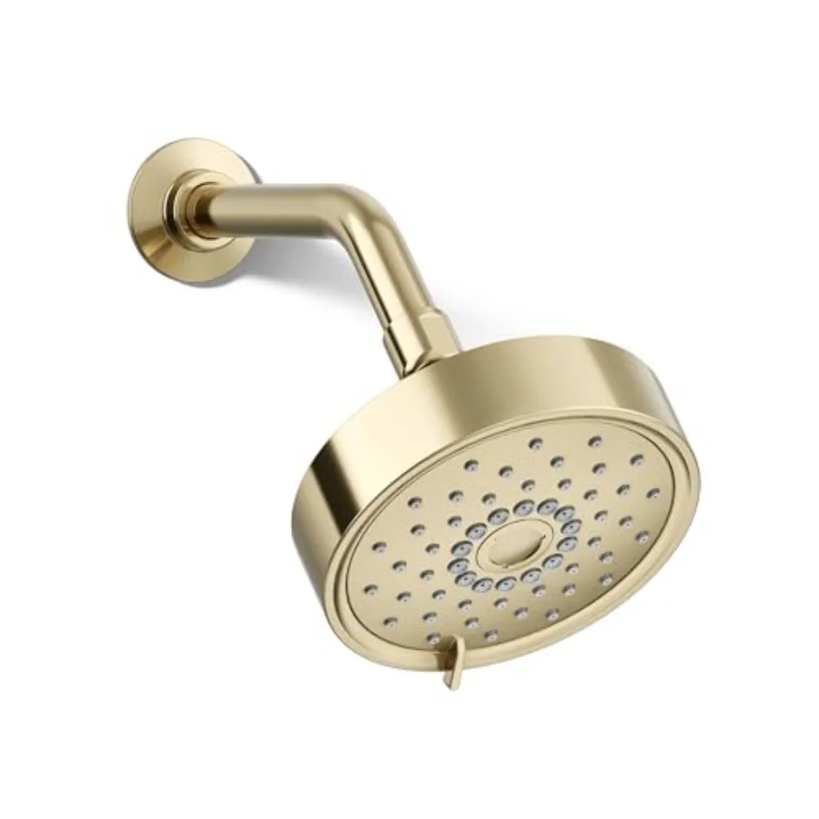 Purist Three-function showerhead for bathroom use, brass construction, Vibrant French Gold finish, 1.75 gpm water-efficient flo