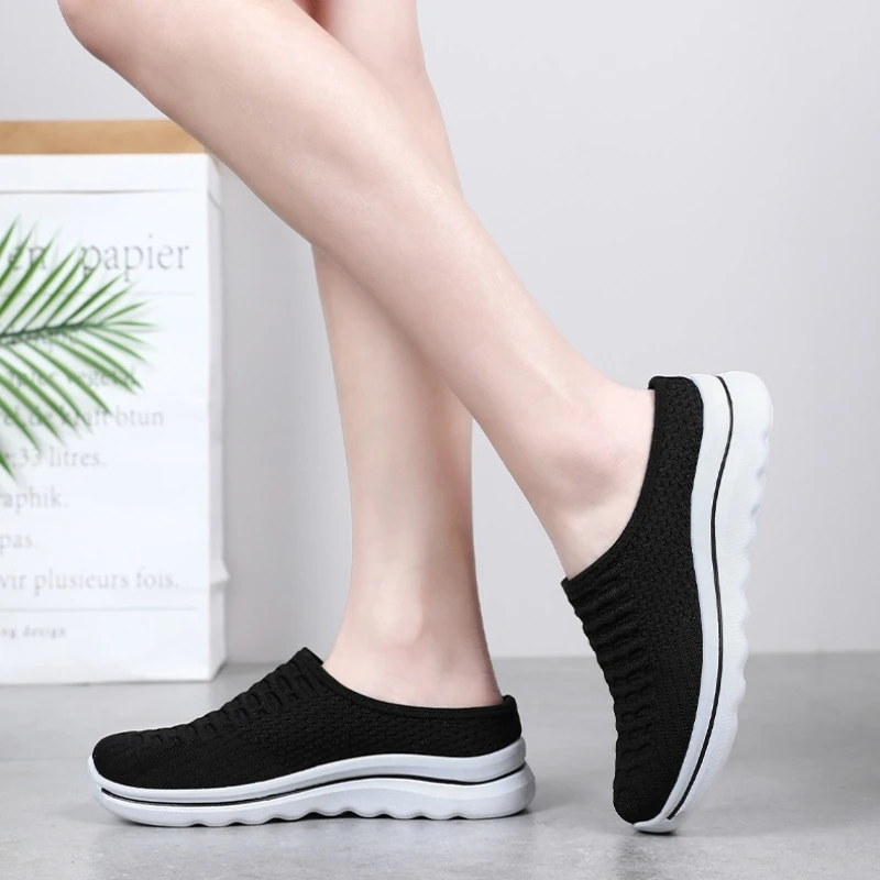 

Женские летние сетчатые туфли с дышащим разноцветным дизайном, цельные слипоны на плоской подошве, легкие и повседневные шлепанцы