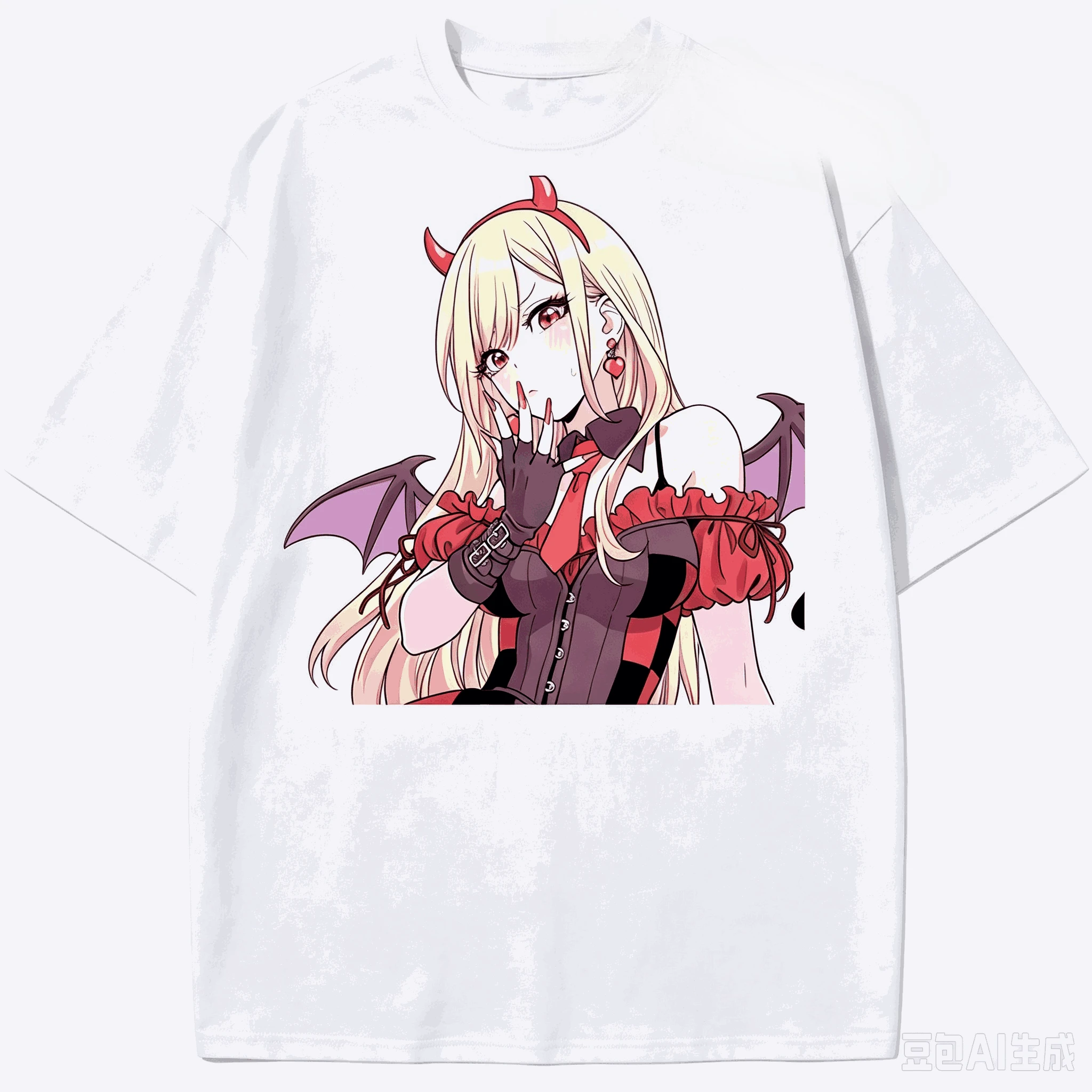 Heißer Verkauf My Dress-Up Darling Marin Kitagawa Teufel Cosplay Print T-Shirt Unisex Trendiges Hip-Hop-Print Rundhals-Freizeit-T-Shirt – Detail 5