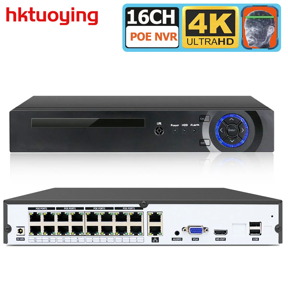 16 каналов 8 каналов 4K 8MP H.265 PoE видеорегистратор для HD 4K 3MP 4MP 5MP PoE камера видеонаблюдения Распознавание лиц 48V Onvif XMEYE