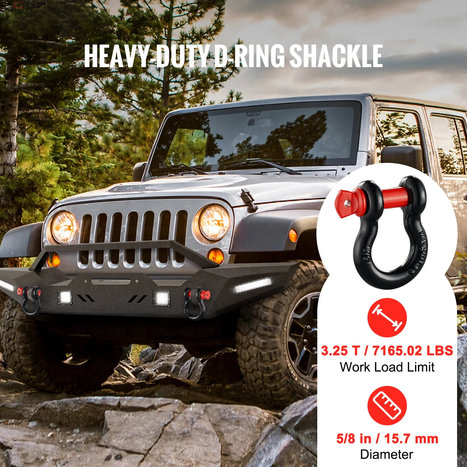 2025 جديد 1 قطعة 5/8 "D-حلقة تكبل 8T 13T كسر قوة سحب هوك مع 3/4 "برغي دبوس لشاحنة قبالة الطريق سحب الملحقات