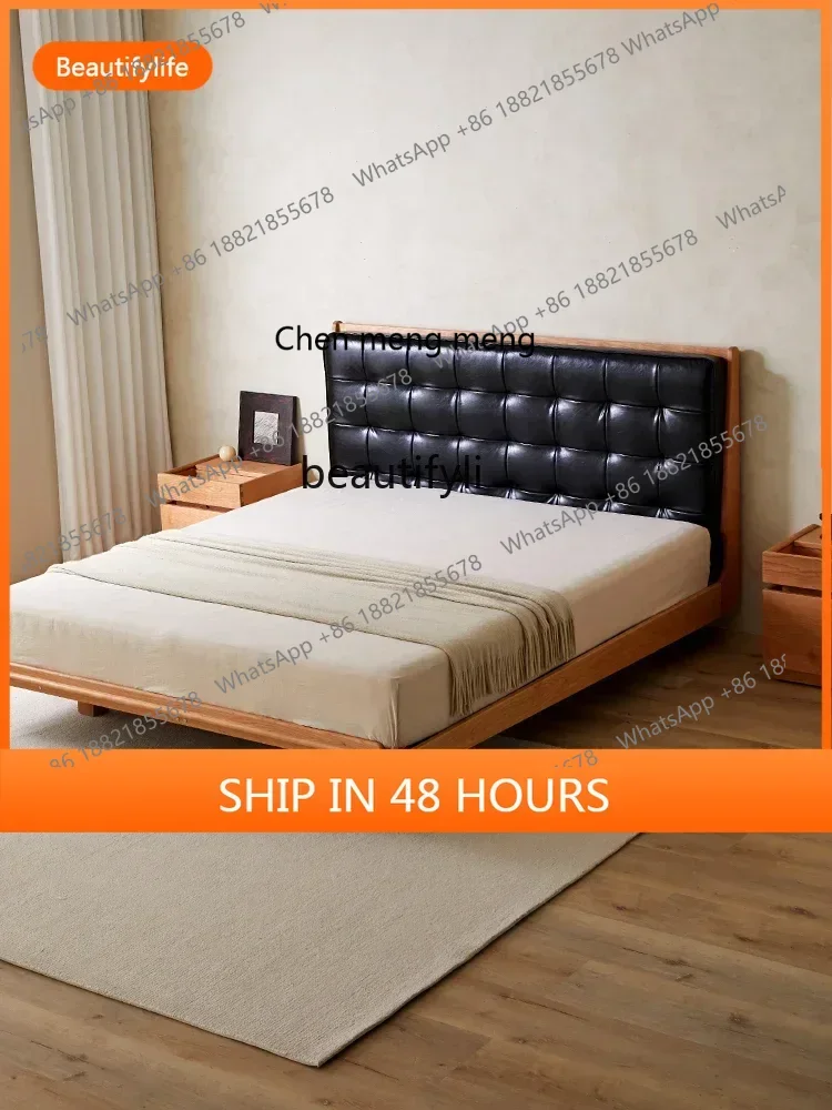 cn8350 ss Simple solid wood bed retro double bed black soft bag master bedroom queen bed