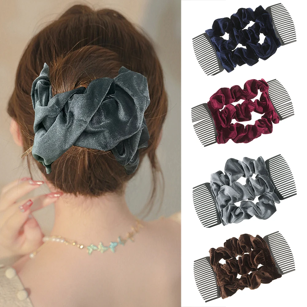 Peineta para el cabello elástica de terciopelo, herramienta de peinado fácil para recoger con diseño elástico, varios colores para peinado de mujer
