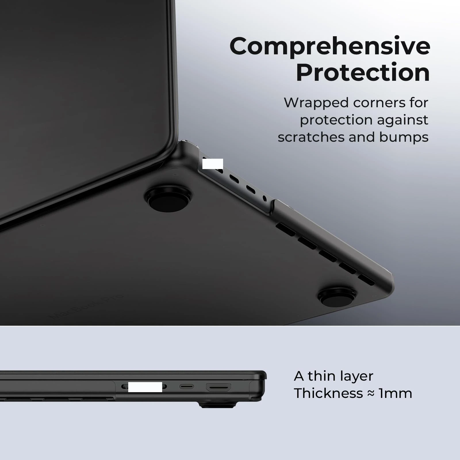 Eoocoo Case For Macbook Pro 14 Inch 2025 2024-2021 M4 M3 M2 M1 Pro Chip For Space Black Plastic Anti-Fingerprint Macbook Cover