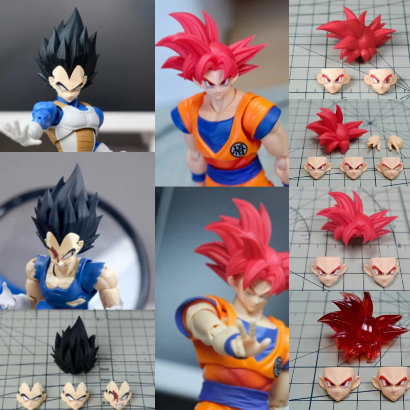 

New Custom KO Dragon Ball Z SHF SSJ Super Saiyan Vegeta Son Goku Heads Accessories Headsculpt Anime Action Figures Toys PVC Toy