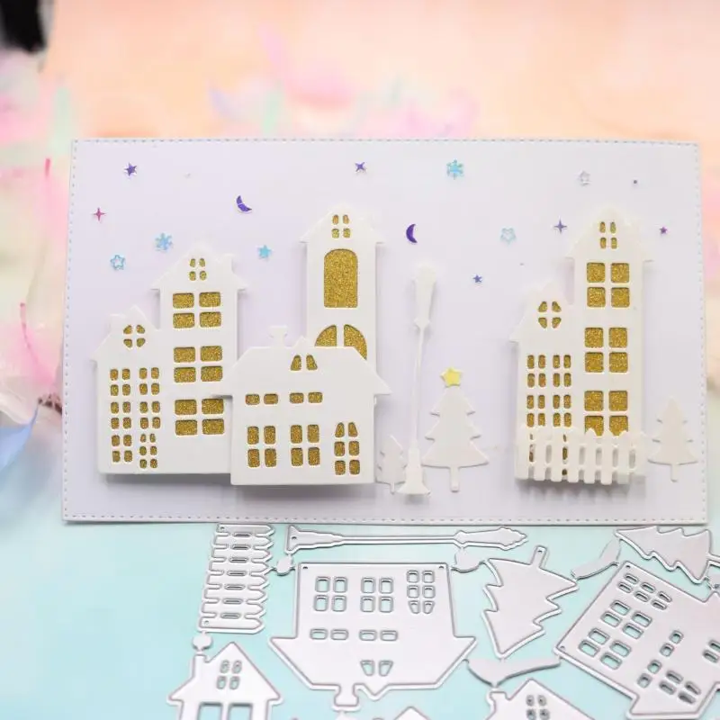 Kreative Weihnachten Kleine Haus Metall Schneiden Sterben DIY Handgemachte Haus Gebäude Präge Sterben Sammelalbum Broschüre Haus Carving Sterben