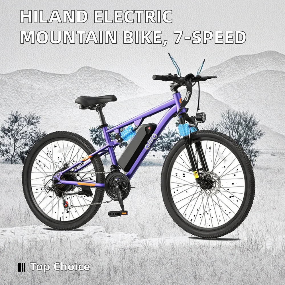 *HILAND Electric Mountain Bike US-style Cable-actuated Mechanical Disc Brake 7-speed Rear Derailleur High-carbon Steel