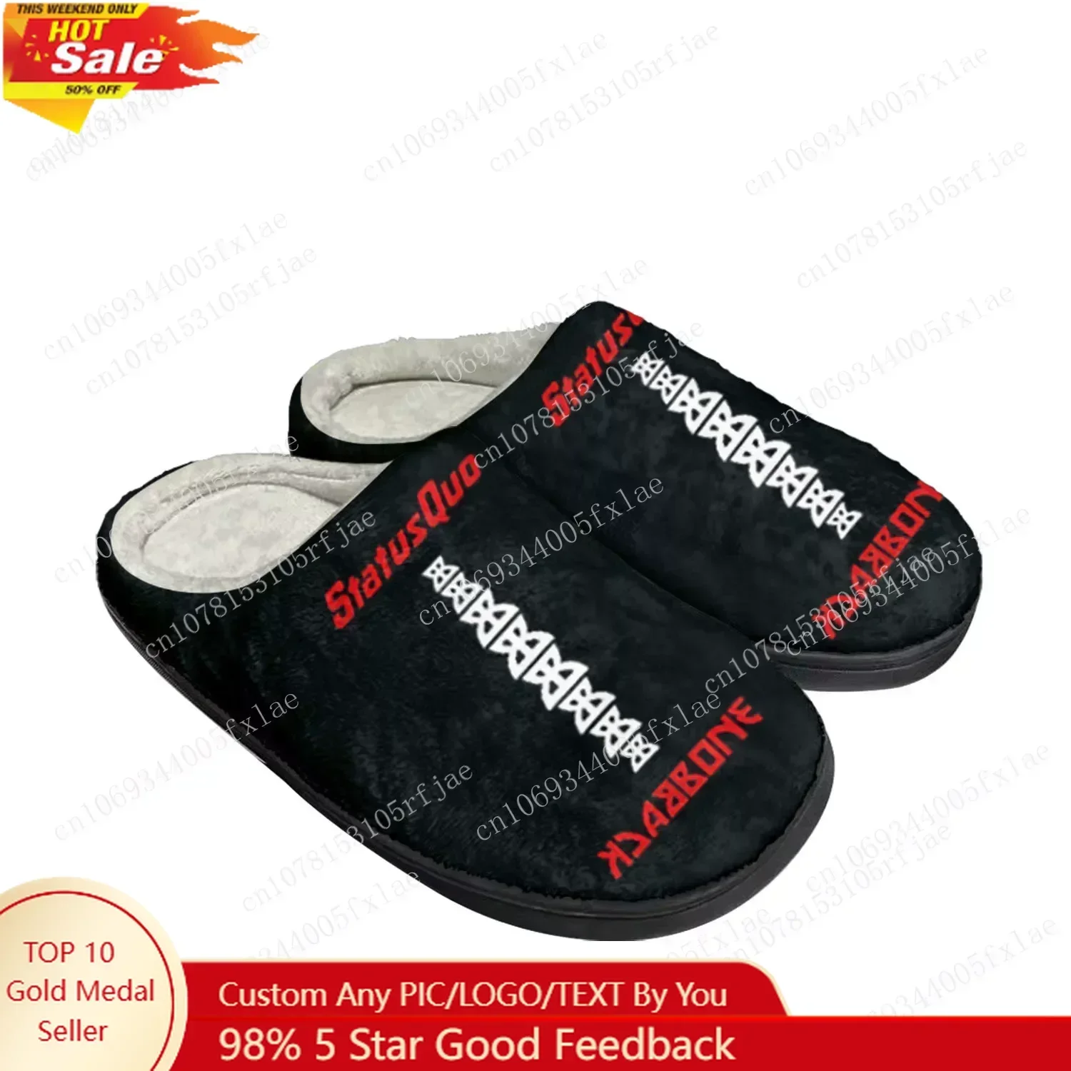 Status Quo Rock Band Fashion Home Cotton Custom Slippers Mens Womens Sandals Plush Bedroom Casual Keep Warm Shoe Thermal Slipper