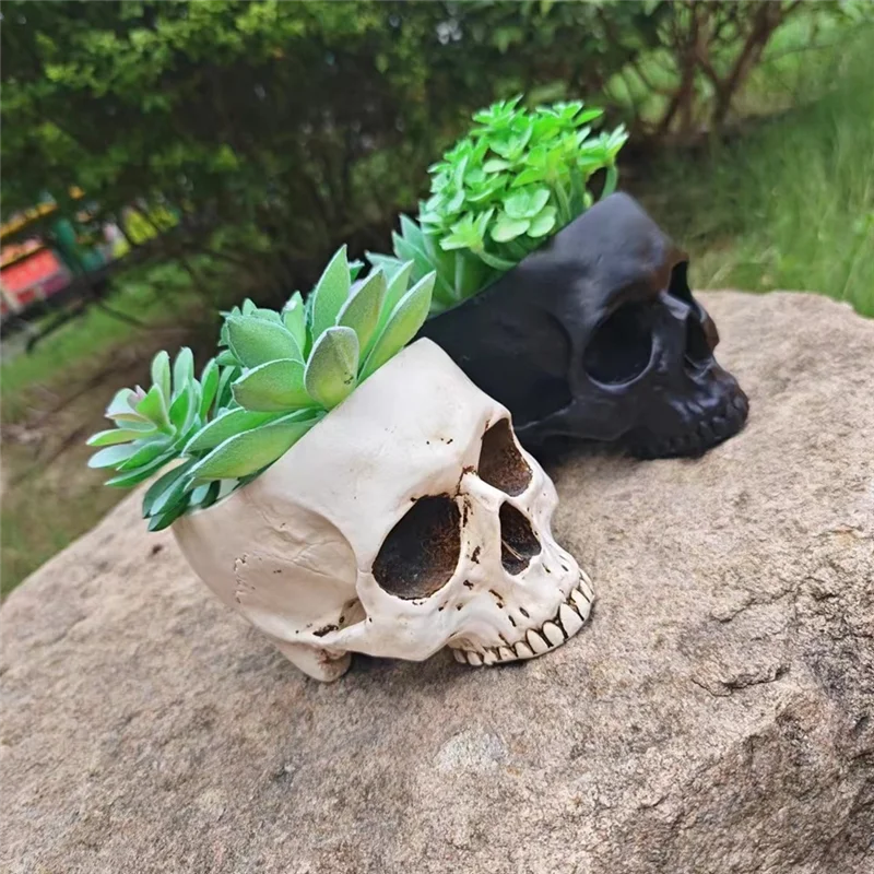 Outdoor Garden Decoration Halloween Skull Decoration Succulent Flower Pot Gothic Home Decoration-AT35