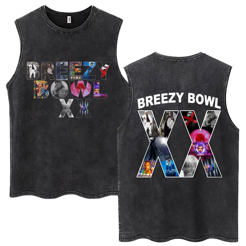 مغني الراب كريس براون بريزي السلطانية XX جولة محب مزدوجة الوجهين 2025 غسلها تانك القمم المشجعين هدية الصيف دافئ الهيب هوب الرجعية سترة للجنسين #5