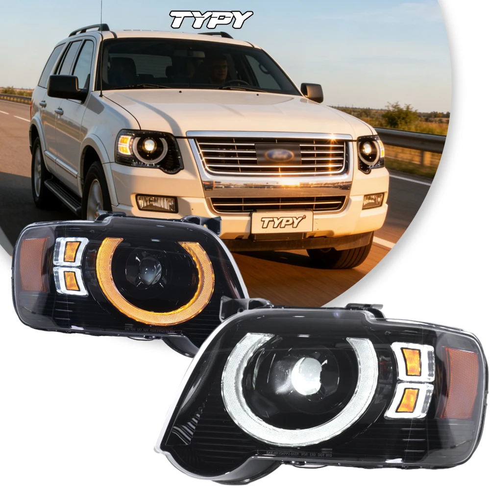 

TYPY New LED Head Lamp Upgrade Modified For Ford Explorer Headlight 2006-2010 Dynamic Signal Head Lamp Auto Accessories