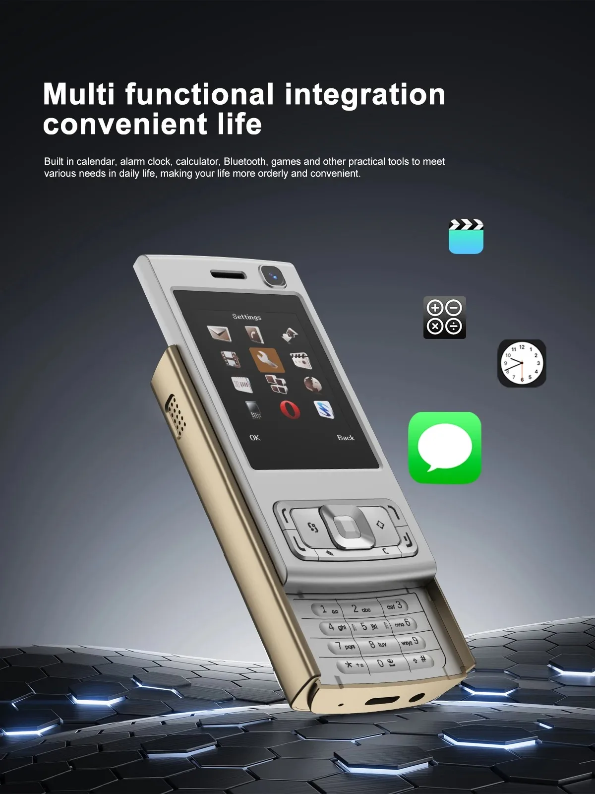 N95 Pro 2G Mini CellPhone 2.0inches Dual SIM Daul Standby GSM Mobile Phone Flashlight FM Radio Bluetooth Stylish Slider Phone
