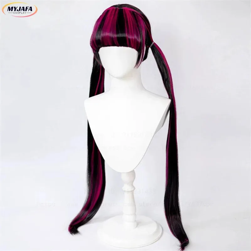 

Парик для косплея DY20Draculaura, длина 105 см, черная, розовая, термостойкие синтетические волосы, парики из аниме-фильмов + шапочка для парика25