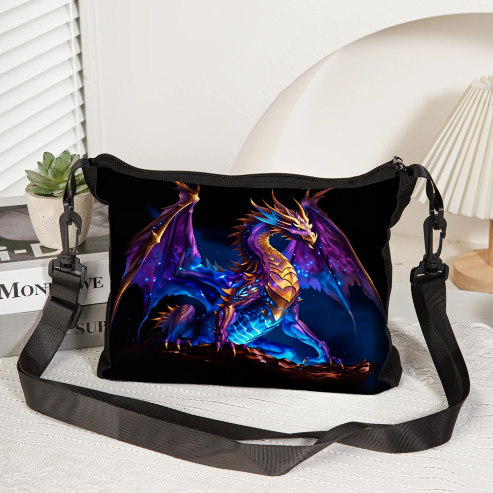 1pc Dragon Print Crossbody Bag Black Fantasy Dragon Design Shoulder Bags For Women Men Casual Travel Daily Use Fashion Accessory