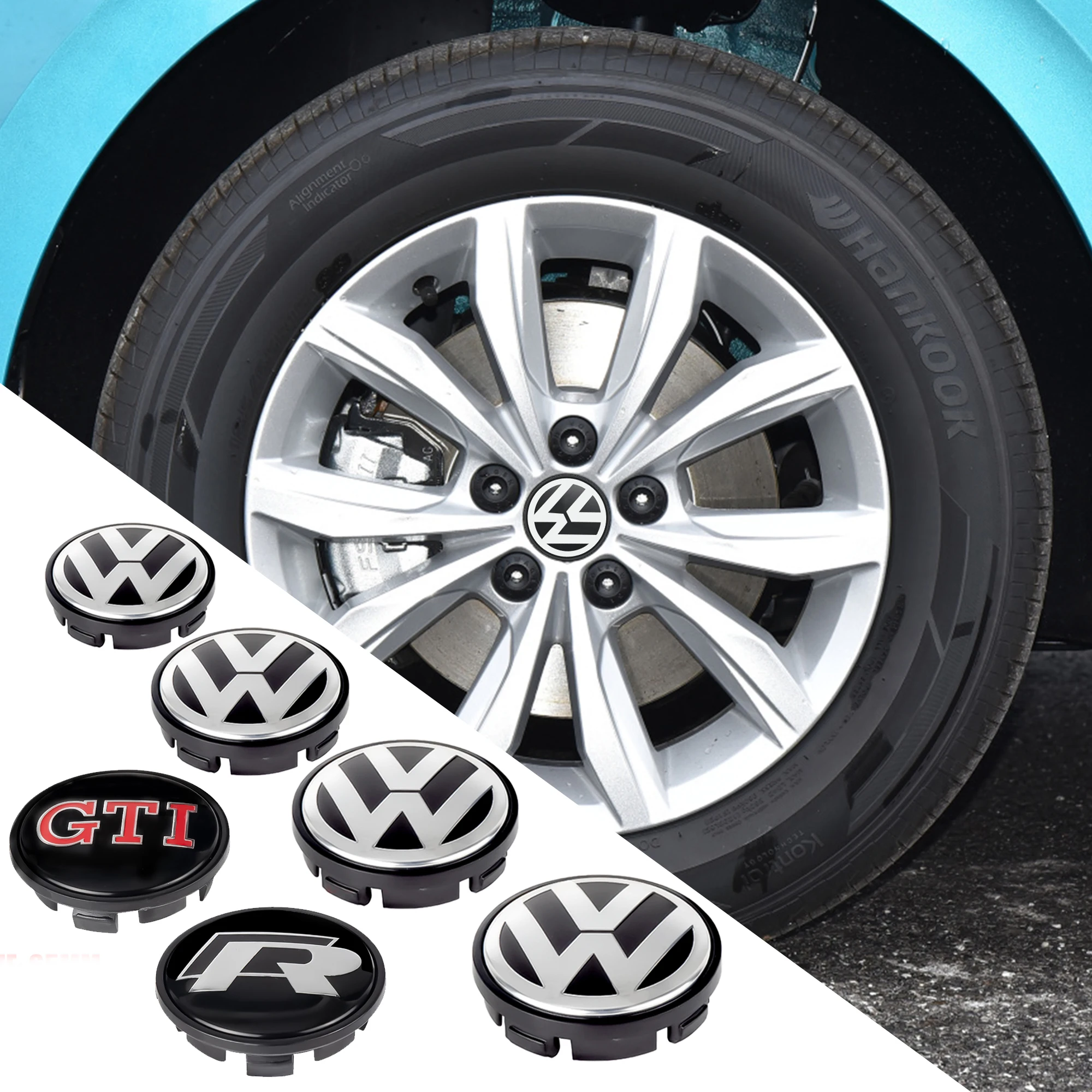 4PCS 56mm 65mm Tampas de Centro de Roda para Carro com Emblema, Acessórios de Decoração Automotiva para VW Volkswagen Golf Polo Jetta Passat Touran