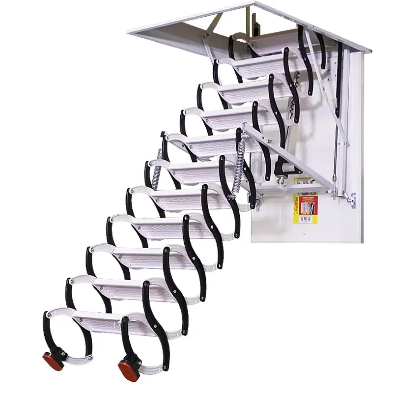 STLF GAOBU Modern Indoor Folding Attic Invisible Telescopic Ladder Carbon Steel 300kg Load Capacity 12.5ft Extended Height