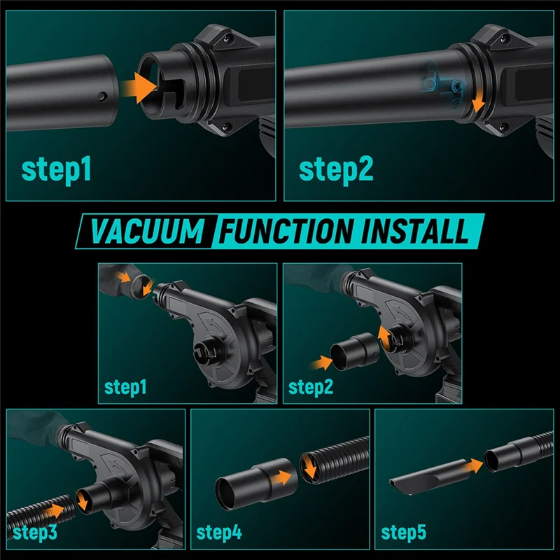 

A16Q-Mini Cordless Leaf Blower For 18V BL1830 Battery 2-In-1 Electric Blower And Vacuum Lightweight And Portable