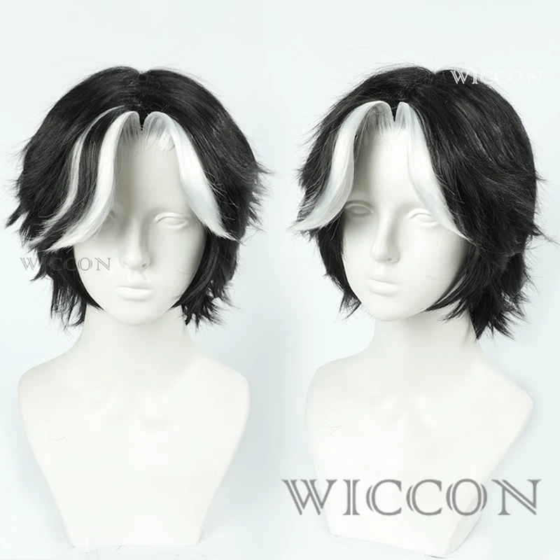 Husk Cosplay Wig Headwear Cosplay Hotel Husk Cosplay Headwear Accessories Male Black White Wig Role Modelings Halloween Party