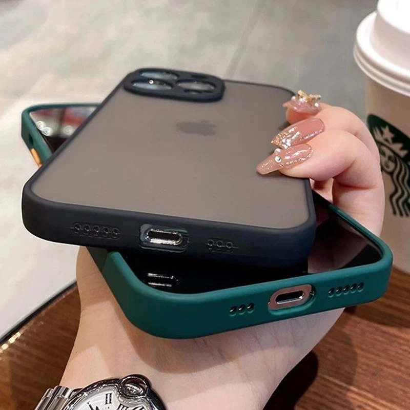 Luxury Matte Phone Case For iPhone 14 13 12 11 15 Pro Max Mini Soft Silicone Shockproof Case For iPhone XS MAX X XR 7 8 Plus SE