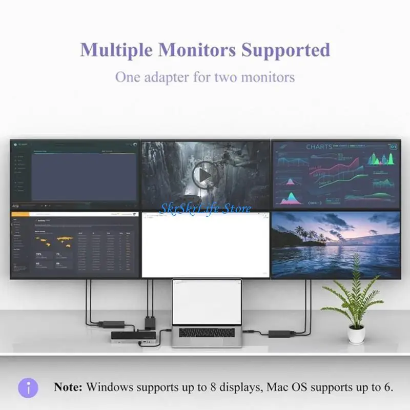 

E65E USB TypeC to Double 4k Expand Your Viewings 2x4K 3840x2160@30Hz Out