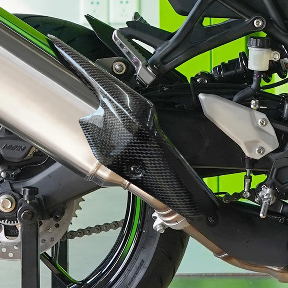 Carbon Fiber Motorcycle Rear Exhausts Pipes Cover for Kawasaki ZX-4R 2023-2026 ZX-4RR 2023-2026