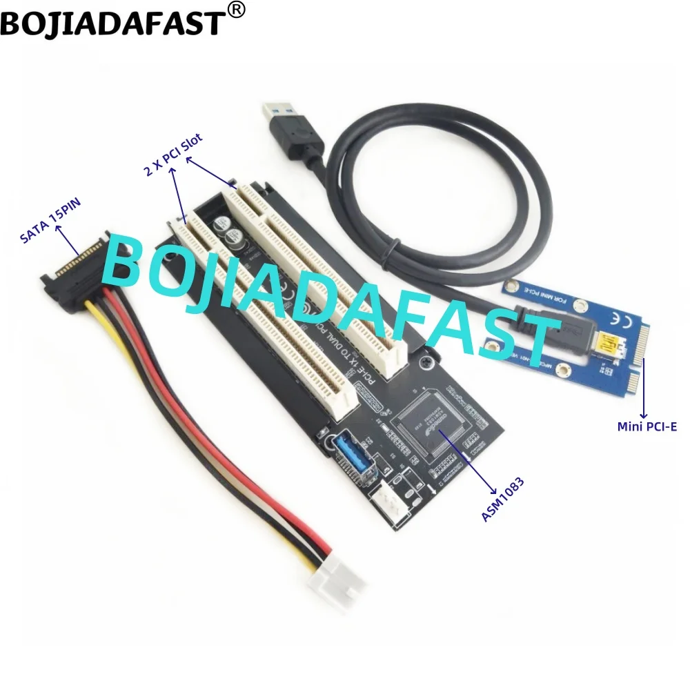 

Dual PCI Slot To Mini PCI-E MPCIe Expansion Converter Card SATA Power For Sound Tax Control Capture Voice Serial Parallel Cards