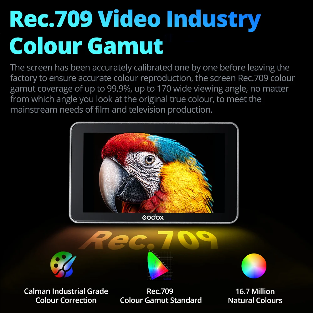 Godox GM6S Pro 5.5 Inch 10W 4K Ultra Bright Camera Monitor DSLR 3D LUT Touch Screen IPS FHD 1920x1080 Video 4K HDM1 Field Monito