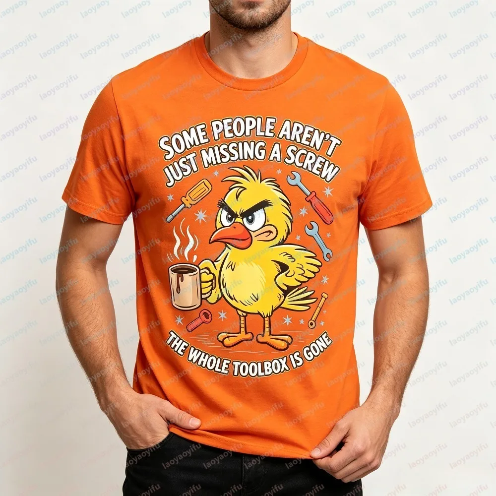 Some People Aren't Just Missing A Screw The Whole Toolbox Is Gone Fashion Men T-shirt Summer Short Sleeve Yellow Bird  graphic