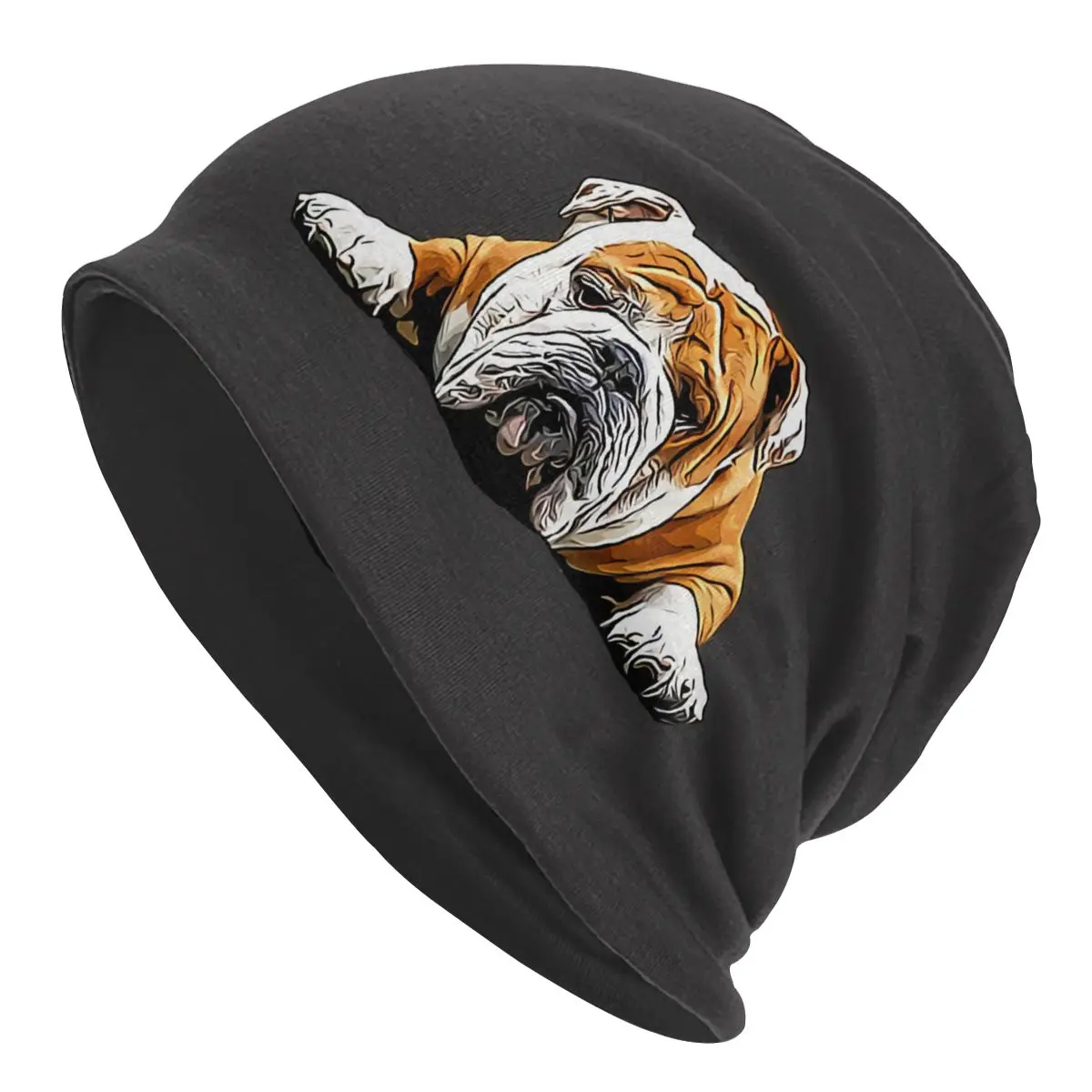 Buldog angielski Unisex Bonnet Winter Warm dwuwarstwowa cienka czapki dla mężczyzn damska