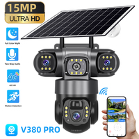 V380 Pro Solar Camera 4G SIM Outdoor Dual Lens Three Screens Webcam PIR Human Detect CCTV Security Video Battery PTZ IP Camara