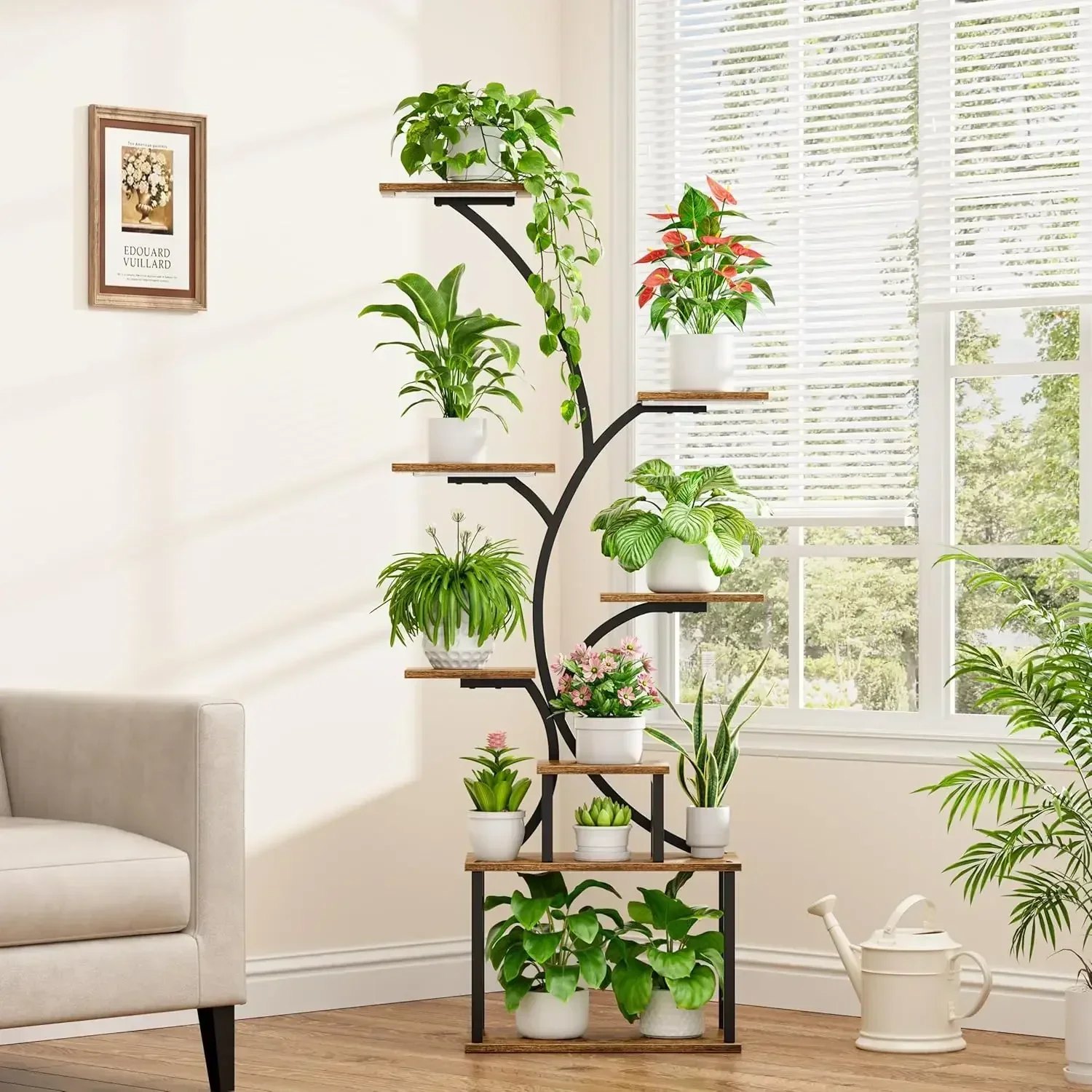 

Plant Stand Indoor with Grow Light, 8-Tiered Tall Plant Stands for Indoor Plants Multiple, Metal Plant Shelf Display R（Hot）