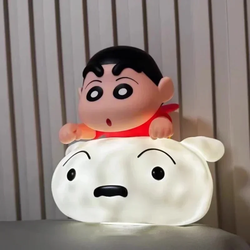 Crayon Shin-Chan Cartoon Character Nightlight Decoration Small White Dog Anime Figure Model Bedroom Nightstand Decoration Toys