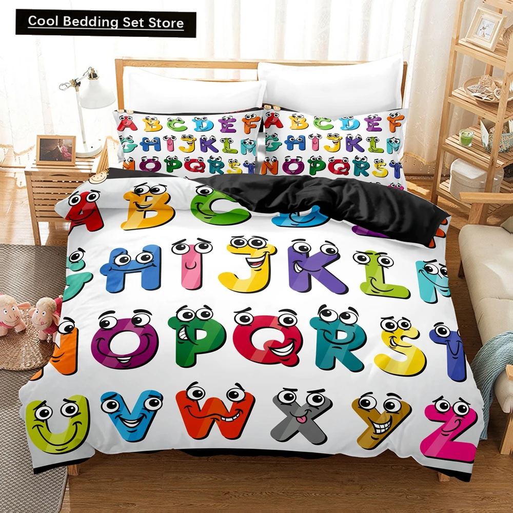 2024 Alphabet Lore Bedding Set Single Twin Full Queen King Size Bed Set Kids Girls Boys Bedroom Duvet Cover Sets Anime Bed Linen