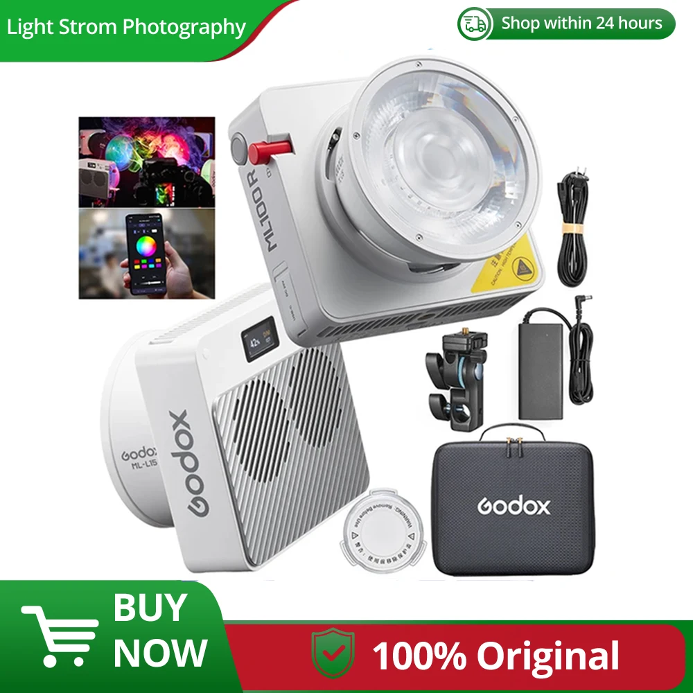 Godox ML100R Полноцветный светодиодный светильник для видео 1800K-10000K Портативный карманный заполняющий RGB фотосъемки на открытом воздухе с камерой в реальном