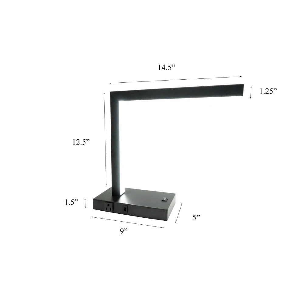 Lampu Meja LED Modern dengan USB & Stopkontak