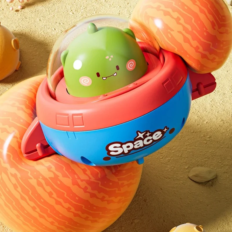 Brinquedo de carro de aprendizagem precoce para crianças, disco voador press-and-go com mecanismo de retorno alimentado por inércia, presente educacional