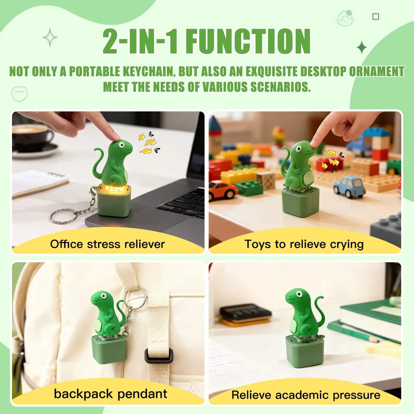 Rechargeable Frog&Lizard Keyboard Fidget Clicker Keychain Button Toy with Light & Sound for Anxiety Stress Relief Relief Toy
