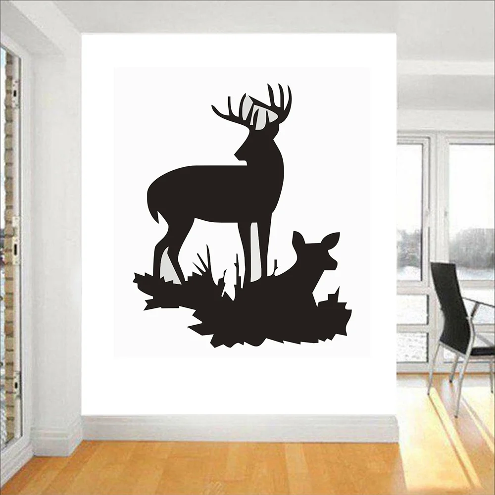 Size 56x68cm Beautiful Deer Style Vinyl Wall Decal Living Room Vinyl Carving Wall Decal Sticker for Home Window Decoration
