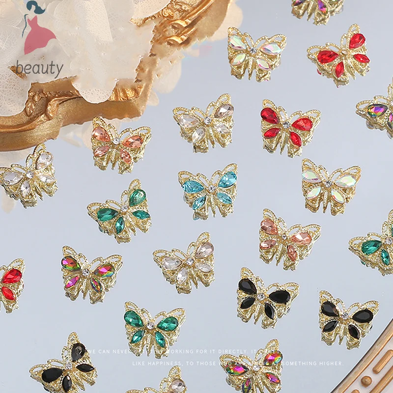 Новый металлический бант для ногтей Pop Flash Crystal Trinket Butterfly Nail Set Diamond декоративные аксессуары