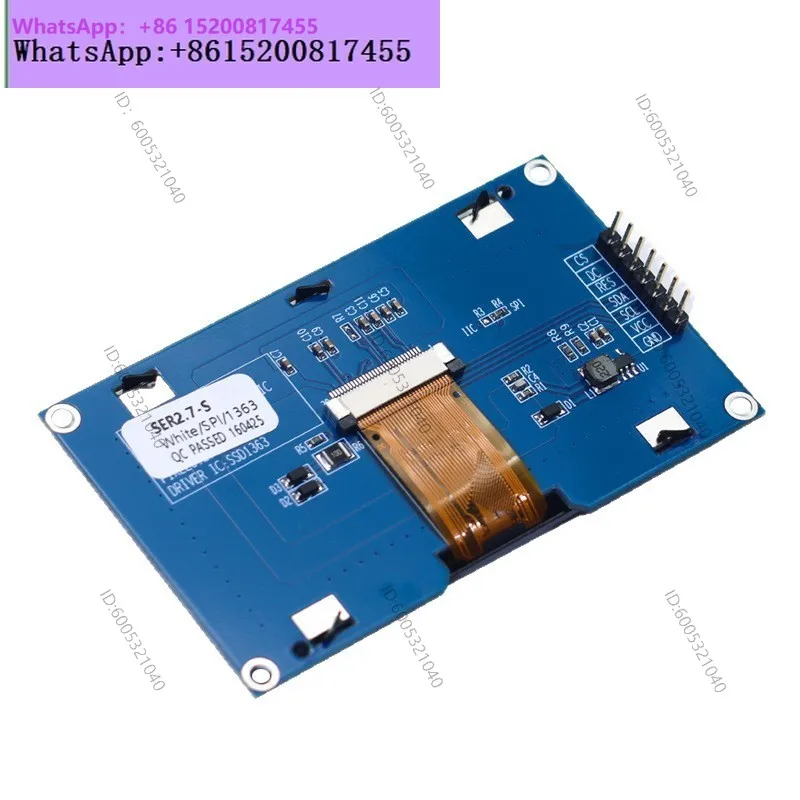 2.7 inch OLED LCD module 256x128 dot matrix 1363 drive high definition solder pin 3v
