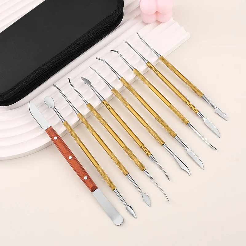 10Pcs Dental Wax Carver Plaster Spatula Knife Stainless Steel Double Ends Sculpture Knives Blade Composite Resin Filling Tools