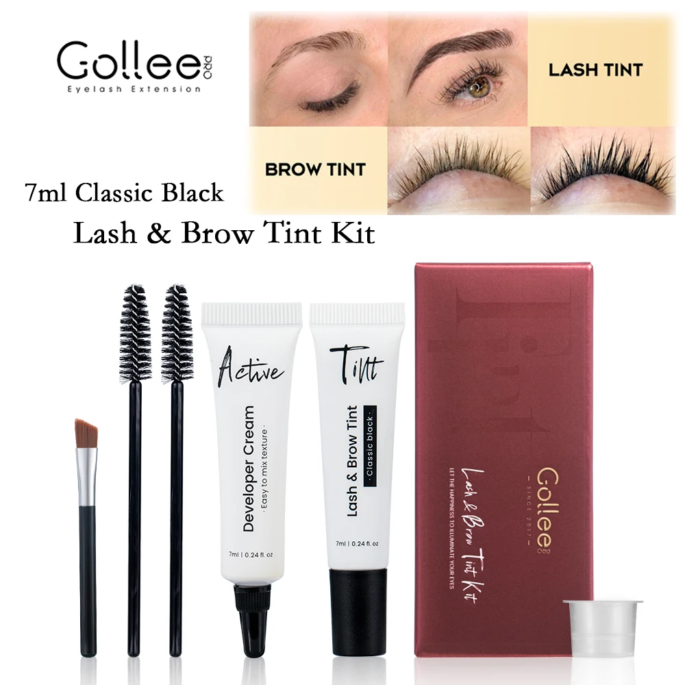 

New Gollee 6ml Classic Black Nature Lash&Brow Tint Kit Pro Long-lasting Eyebrow Brow Eyelash Tint Waterproof Low Odor Lash Tint