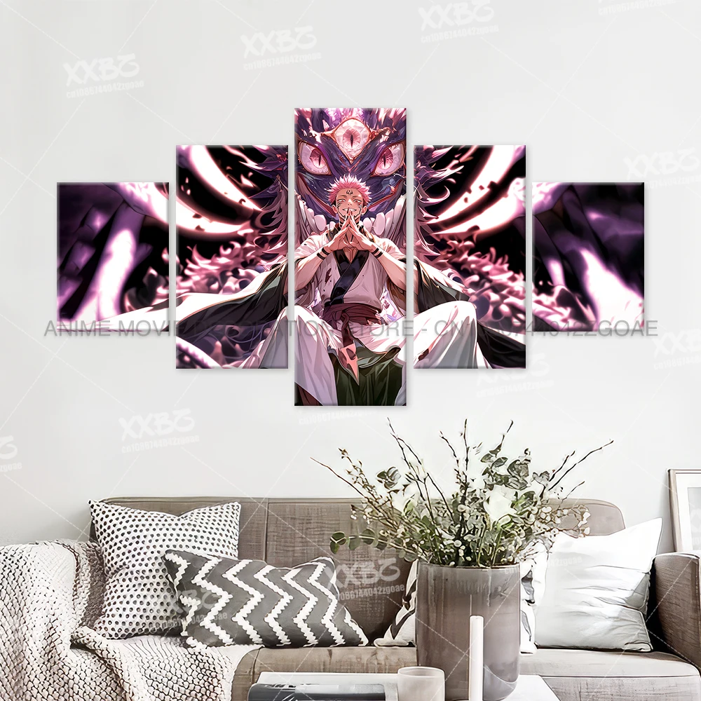 Anime Jujutsu Kaisen Charakter 5PCS Home Decor Leinwand Gemälde Bilder Wand Kunst Gedruckt Poster Kein Rahmen Kunstwerk Wohnzimmer – Detail 17