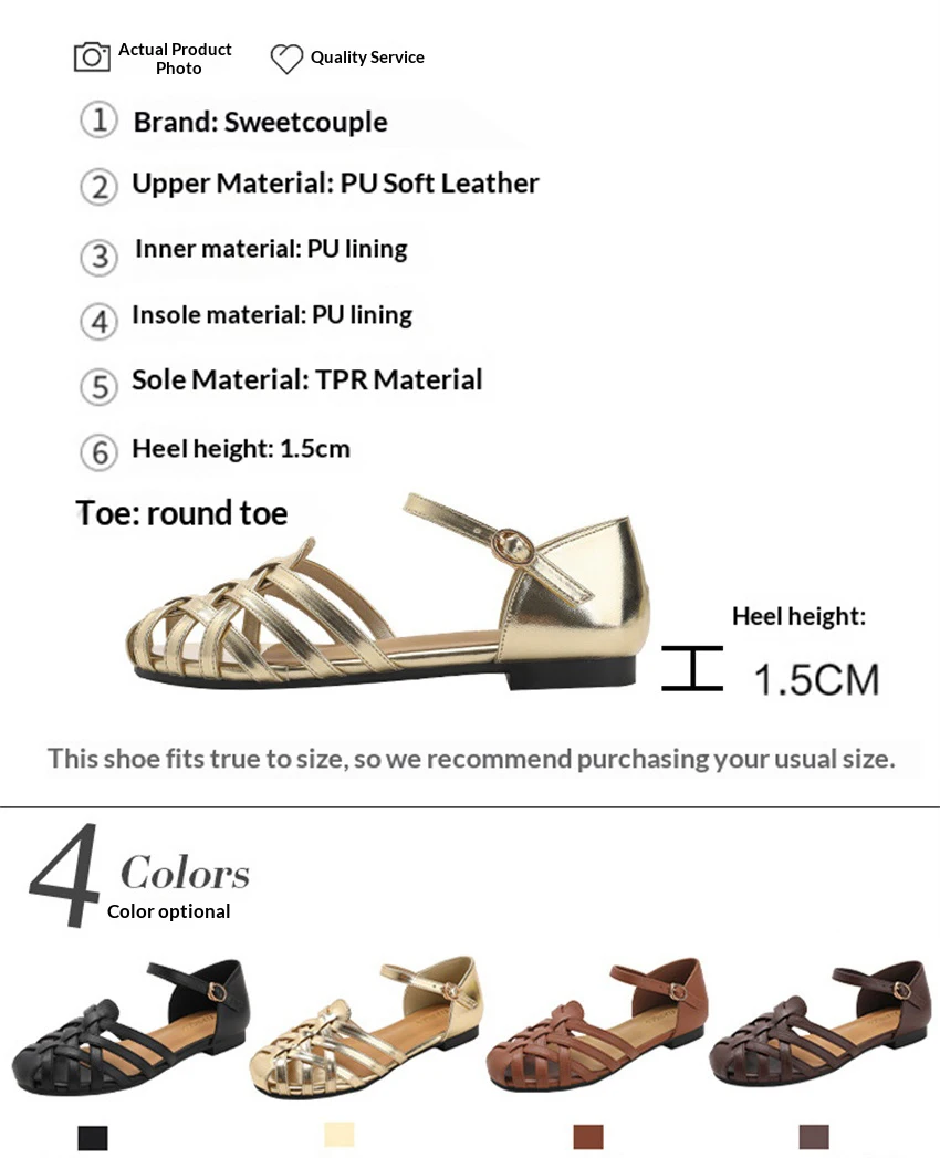 Luxury designer sandals Hollow Low-heeled Closed-toe Sandals for Women for Summer Outdoor Wear Roman Shoes  Zapatos De Mujer