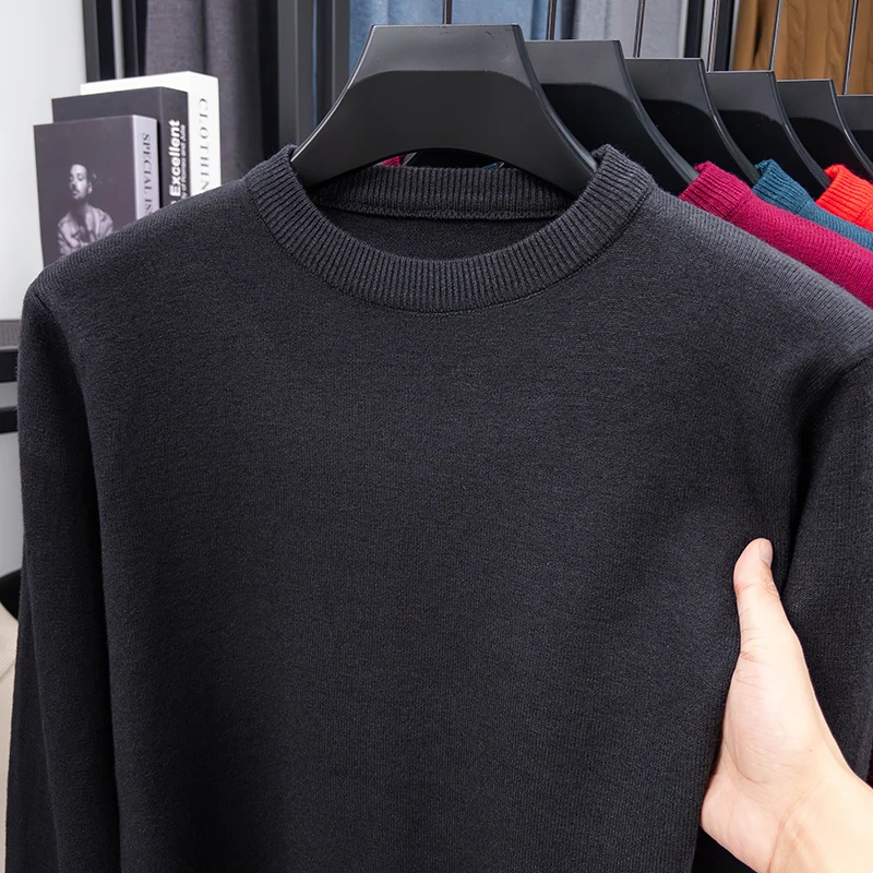 Sweter męski z okrągłym dekoltem, dzianinowy, nowy model na jesień i zimę, gruby sweter męski, sweter bazowy męski, modny strój do noszenia pod ubraniem.