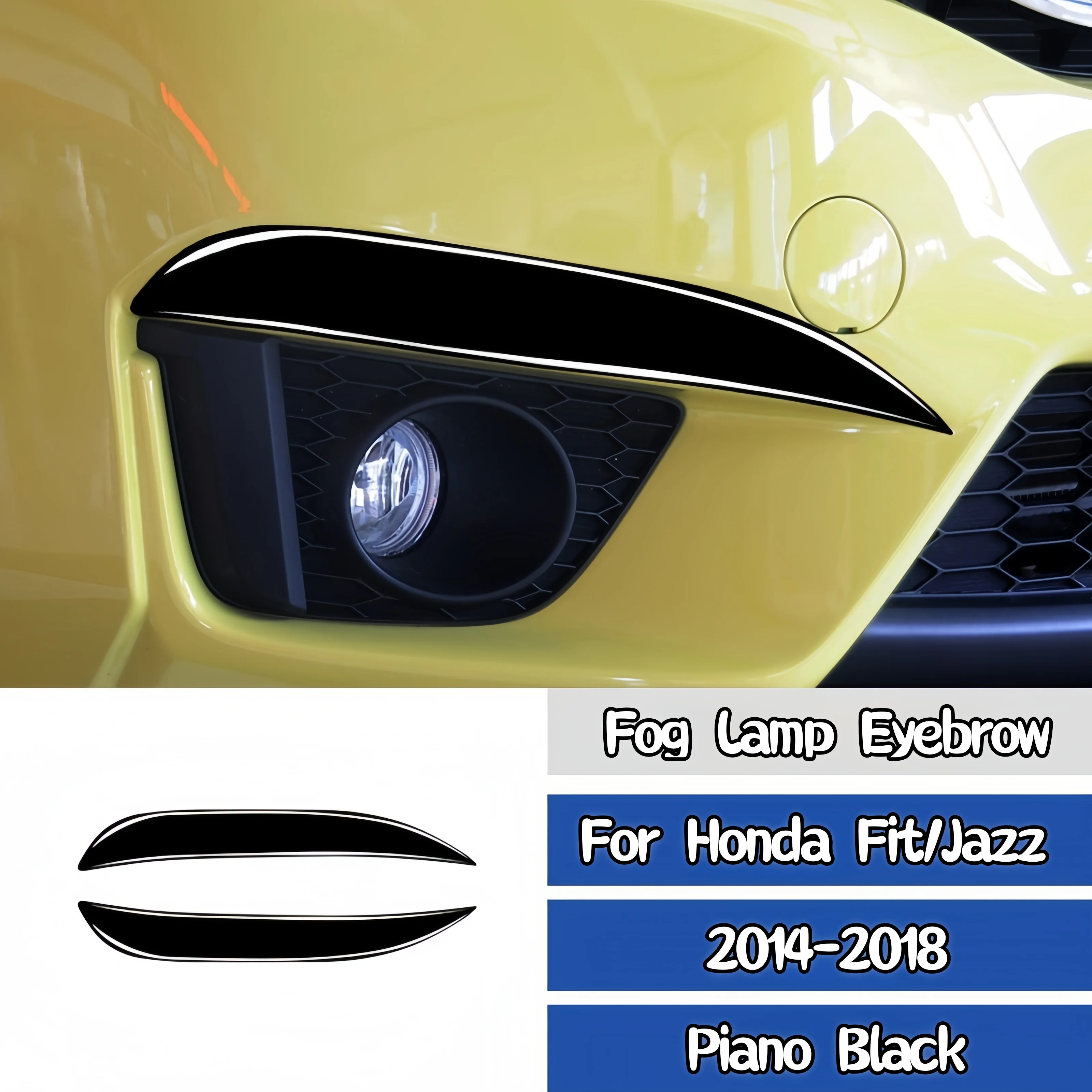 

Для Honda Fit/Jazz 2014-2018 пианино-черный внешний автомобильный противотуманный фонарь, крышка для бровей, век, защитная отделка, наклейки, аксессуары