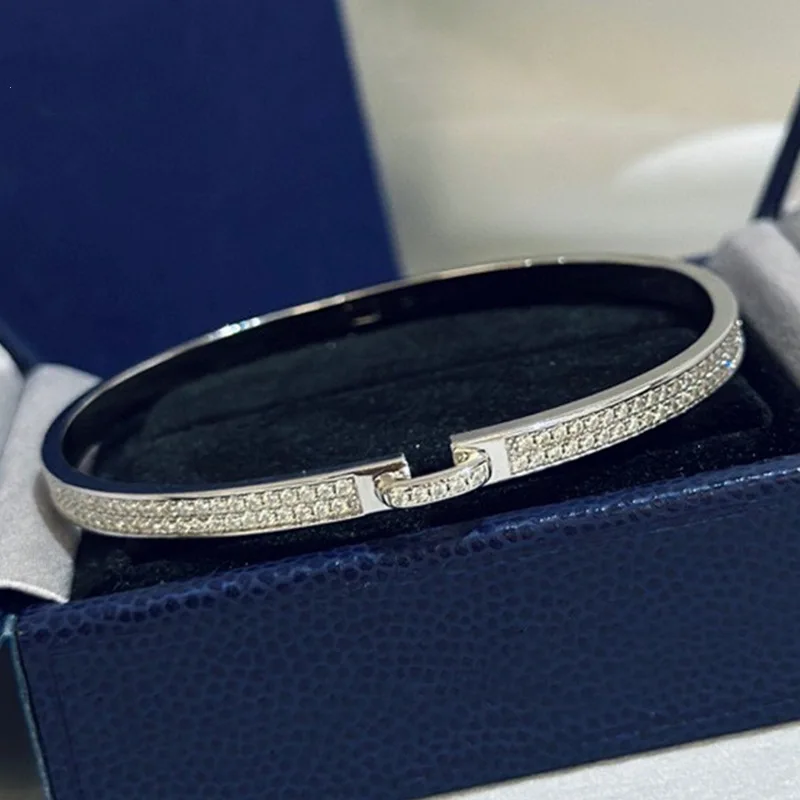 

Браслет с полным бриллиантовым краем — серебро S925 с цирконием 5А, браслет премиум-класса с изысканной застежкой