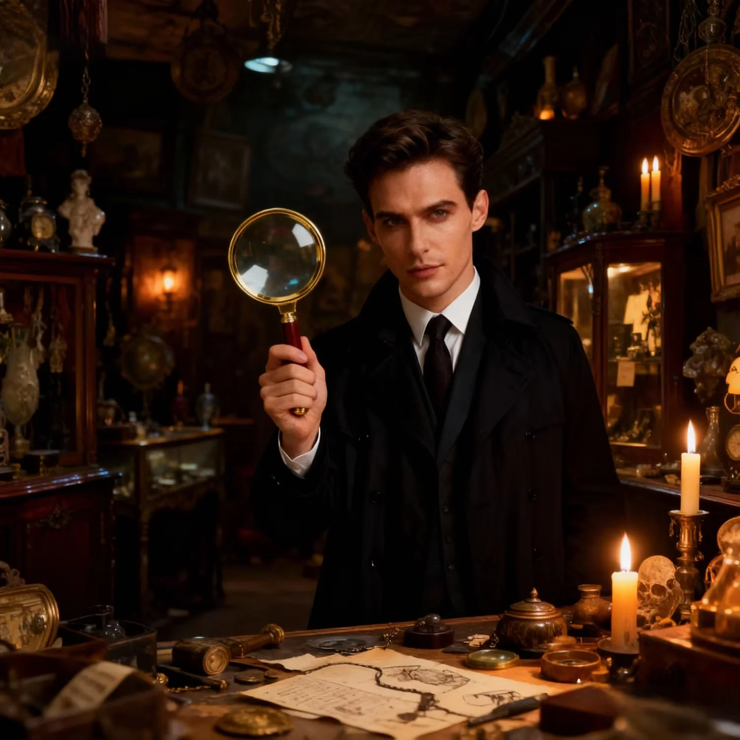 PESENAR lata 20. odzież retro akcesoria Lupa detektywa